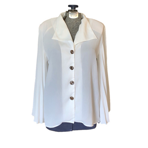 Lob sheer white blouse with pleated sleeves medium?
